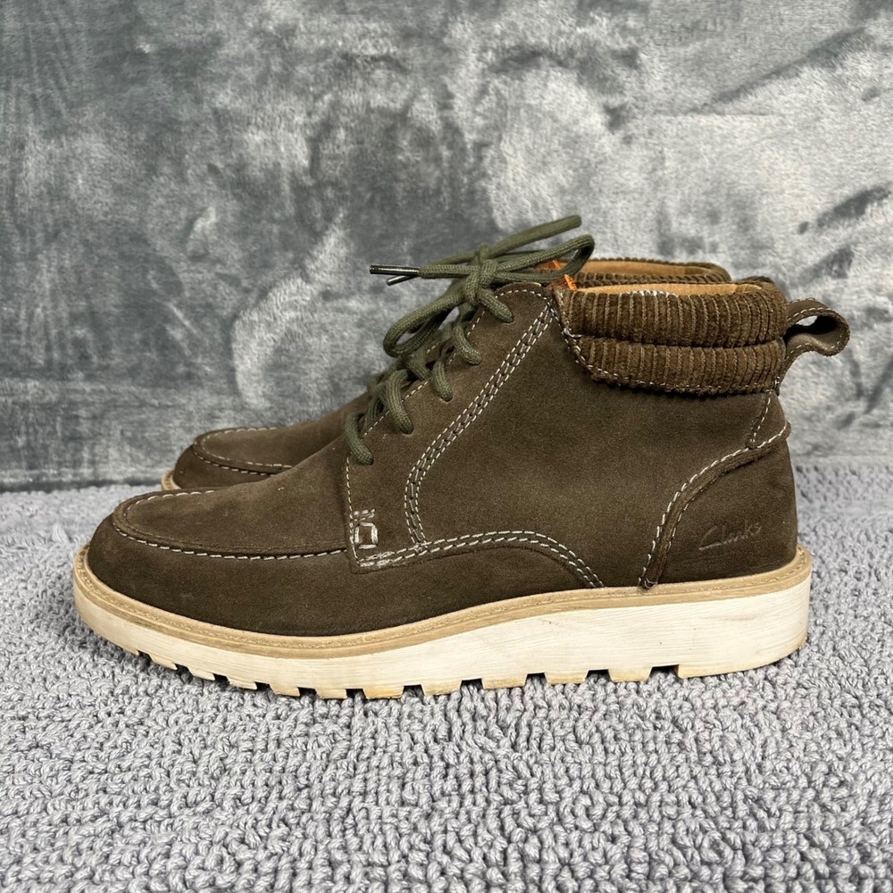 Clarks Mens Brown Suede Moc Toe Ankle Boots Corduroy Collar Size 9 261673137080